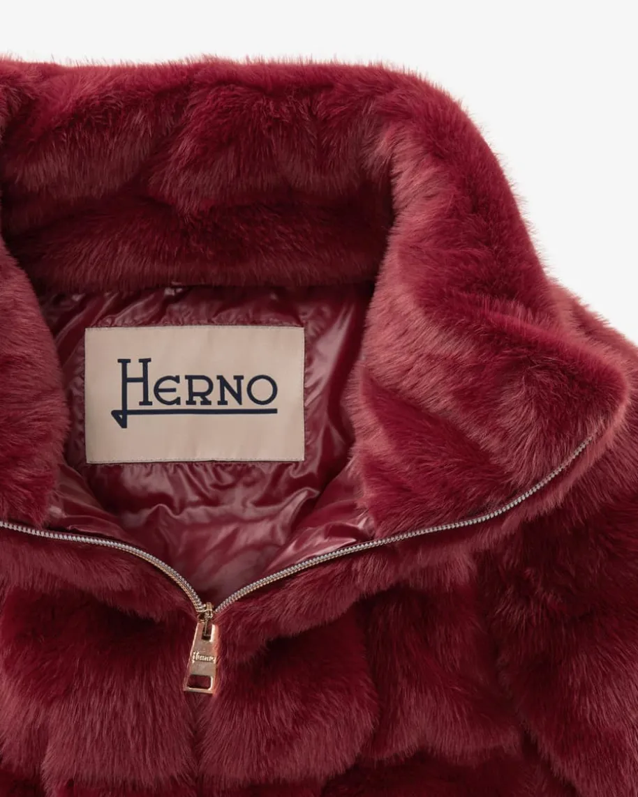 Daunen-Kunstfelljacke