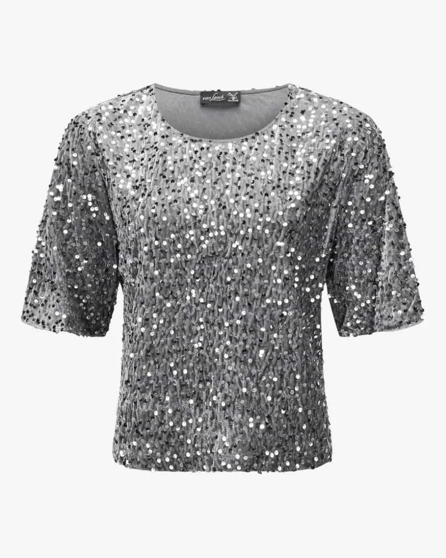 Jorina Pailletten-Samtblusenshirt