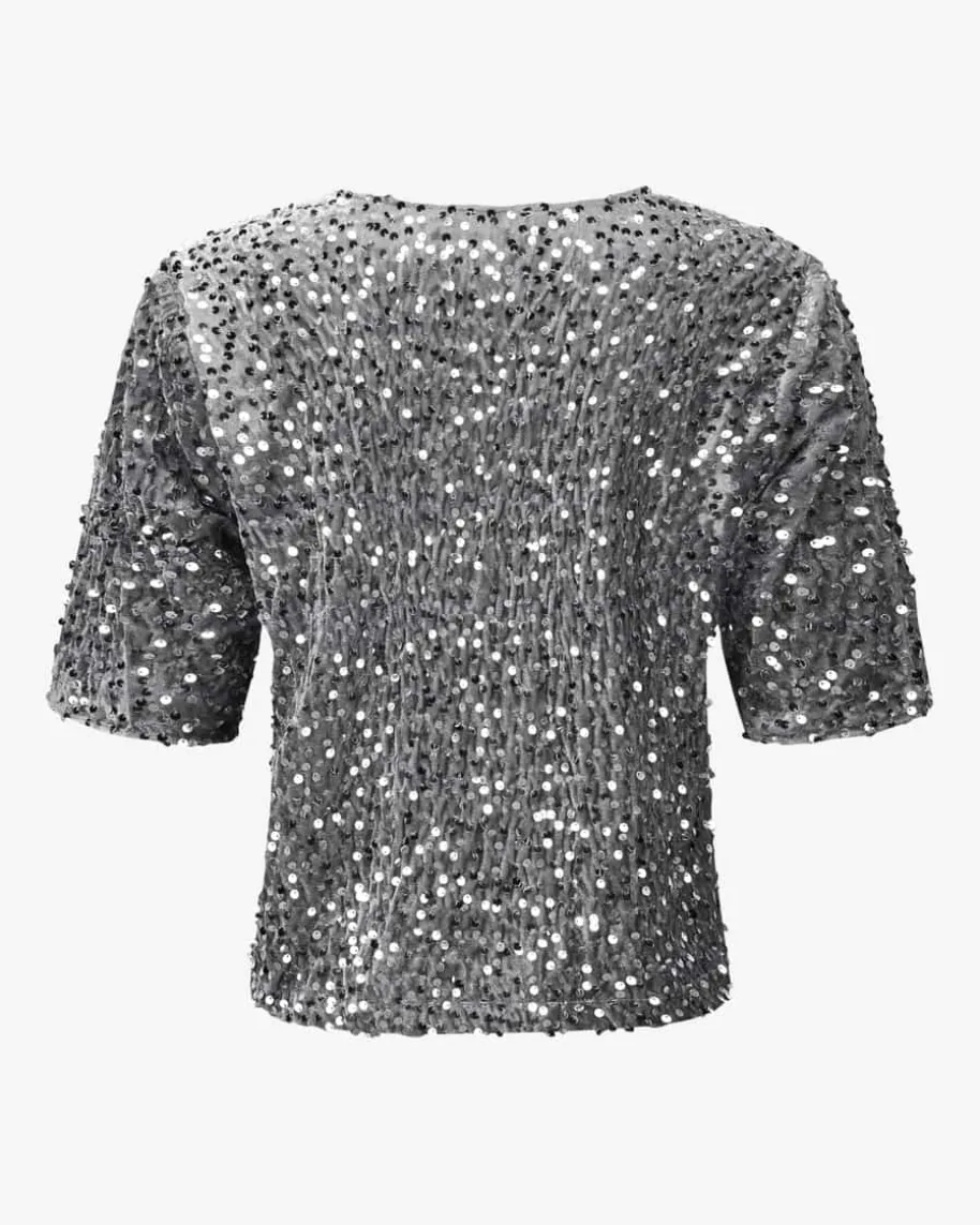 Jorina Pailletten-Samtblusenshirt