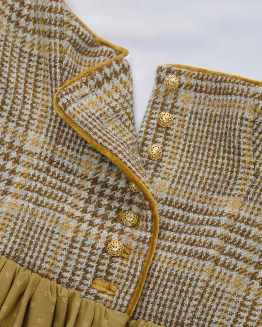 Kathi Tweed Midi-Dirndl mit Seidenschürze