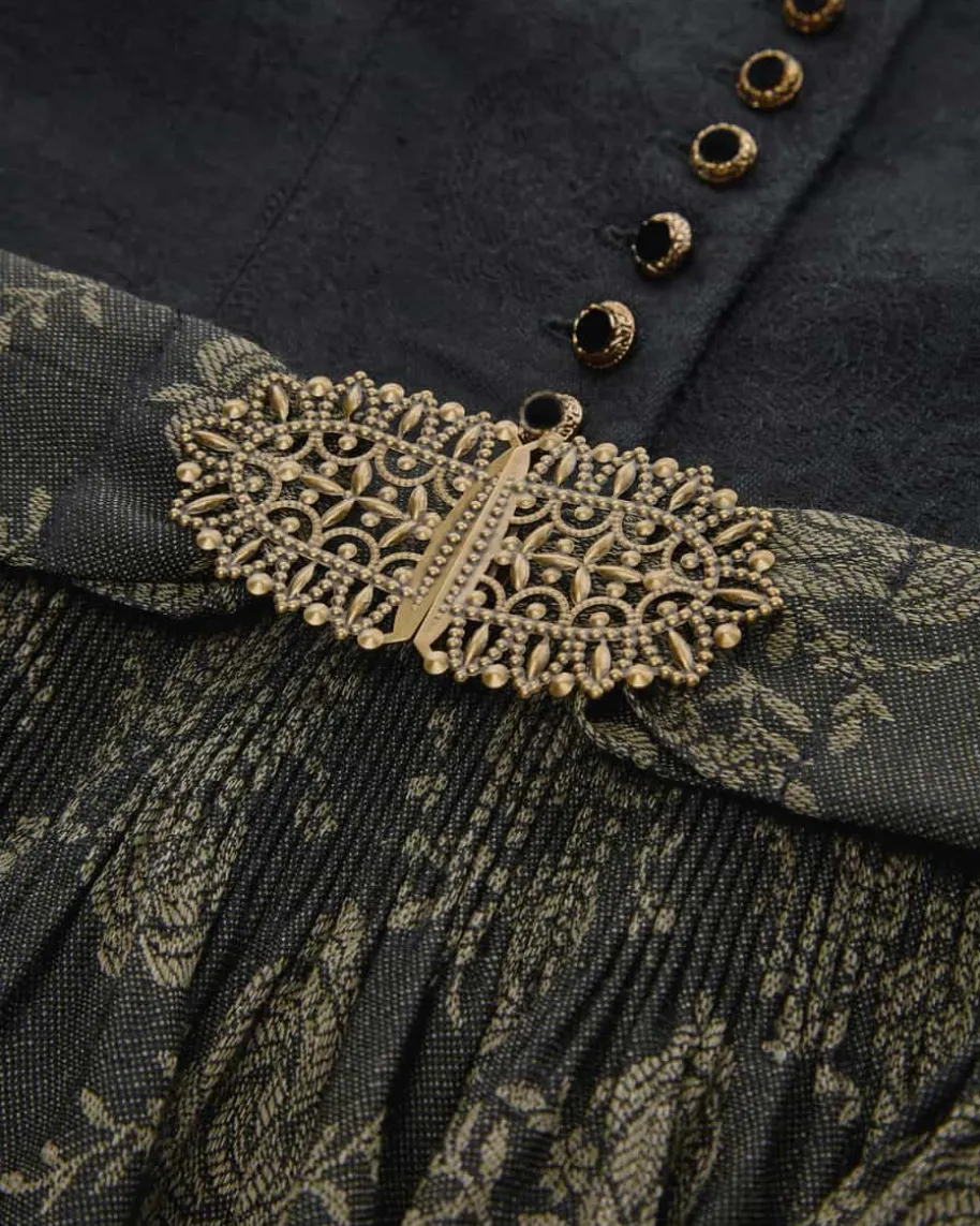 Laura Leinen-Schurwoll-Dirndl lang mit Schürze