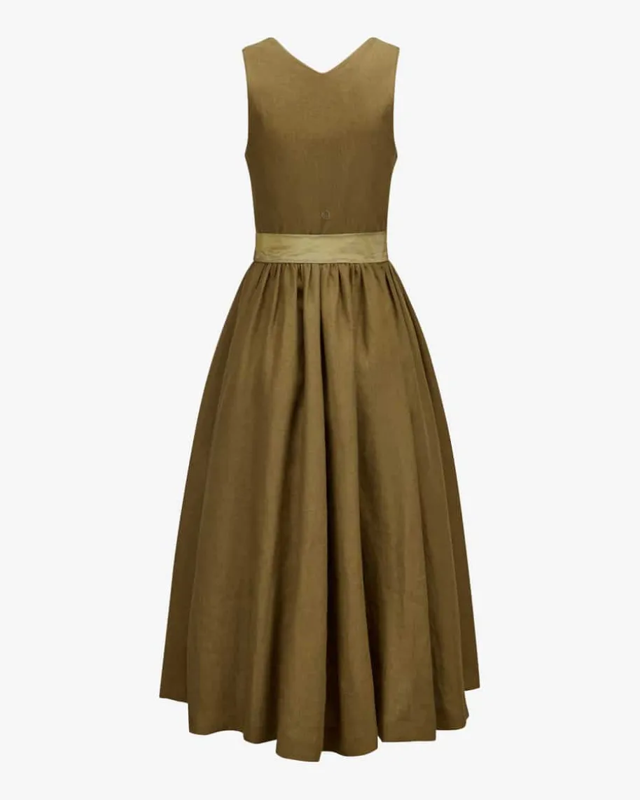 Leinen-Dirndl lang mit Schürze