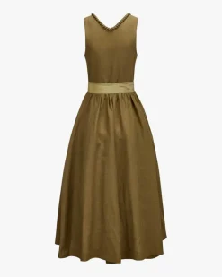 Leinen-Dirndl lang mit Schürze