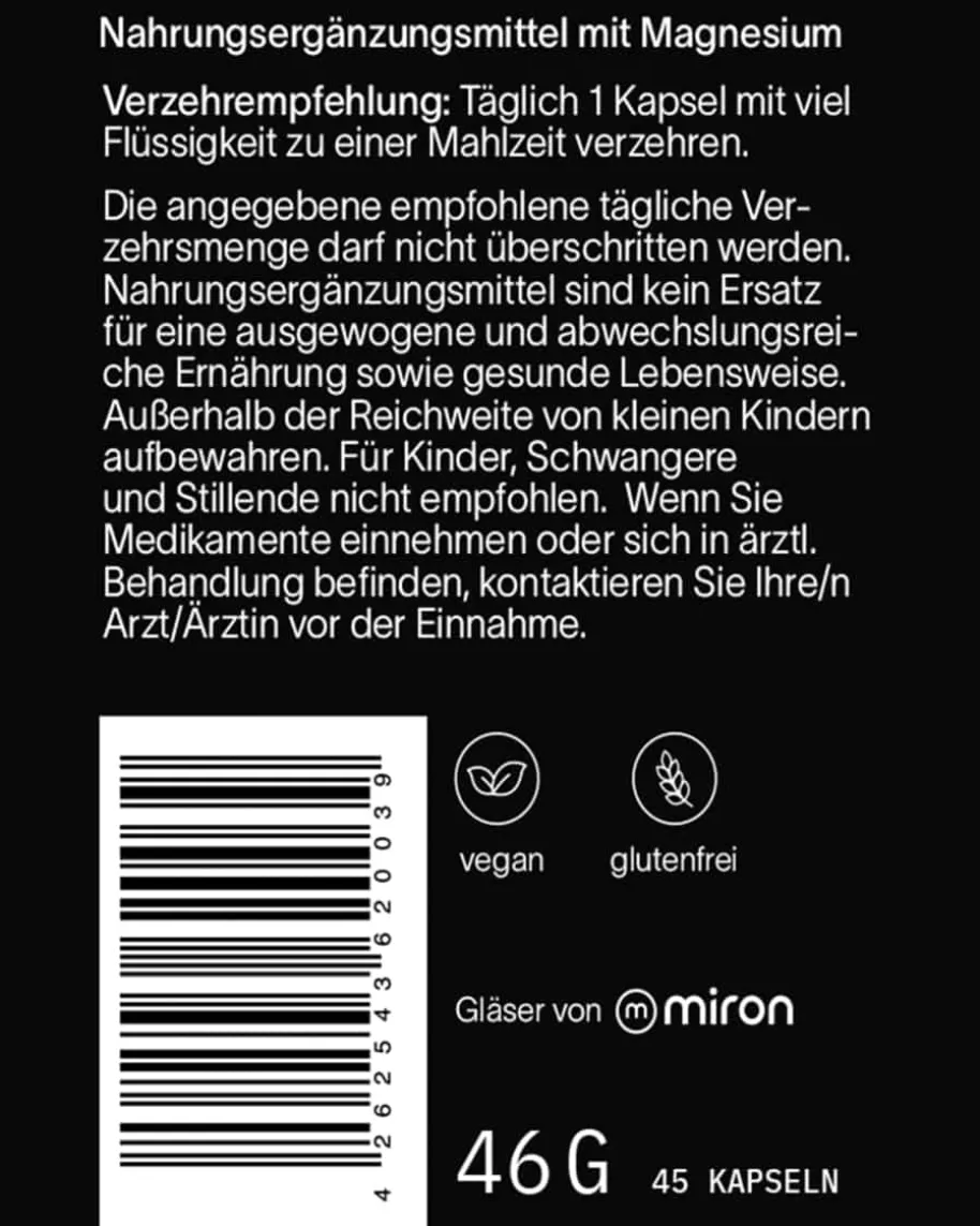 Magnesium Komplex Nahrungsergänzungsmittel