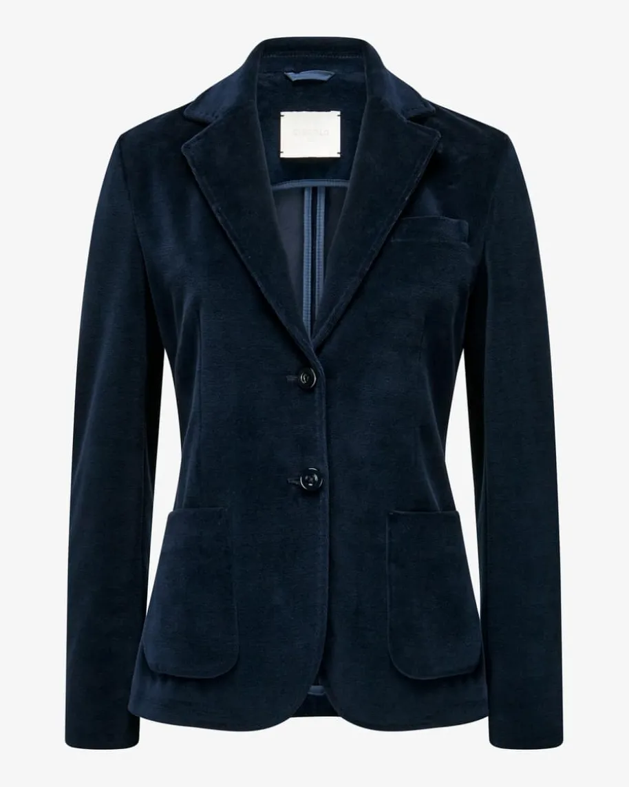 Samtblazer Slim Fit aus Baumwoll-Mix