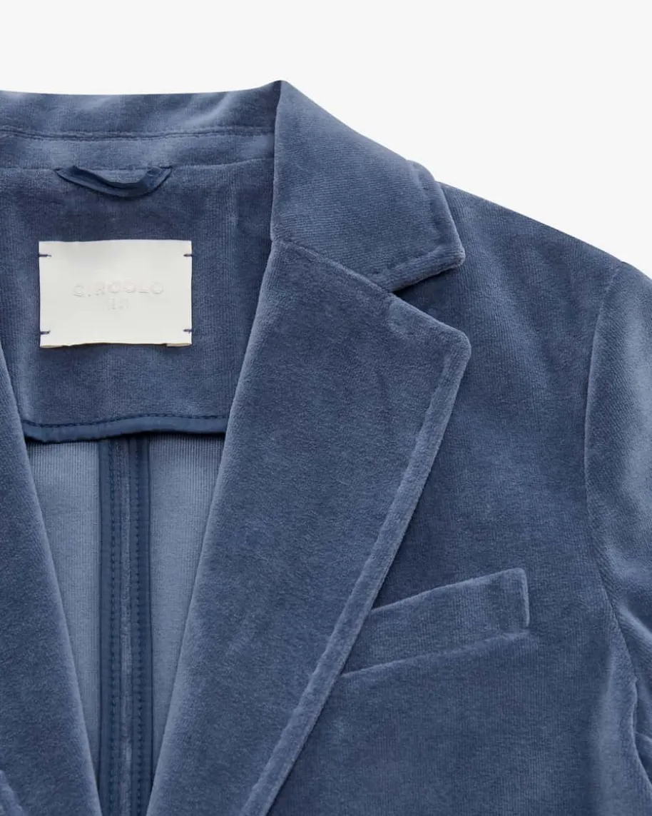 Samtblazer Slim Fit aus Baumwoll-Mix