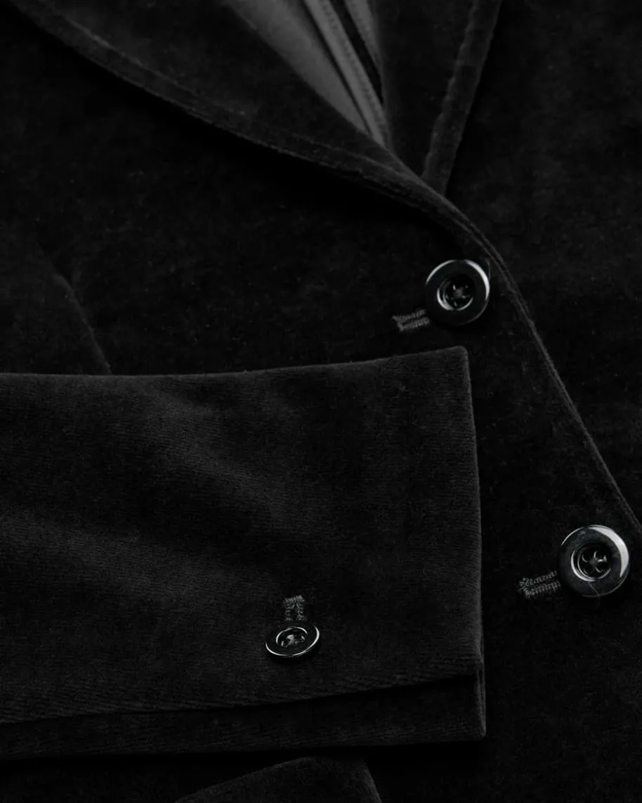 Samtblazer Slim Fit aus Baumwoll-Mix