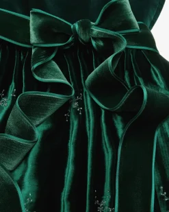 Smaragd Midi-Dirndl mit Seidenschürze