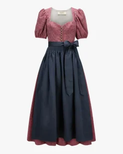 x LODENFREY Lina Dirndl lang mit Leinenschürze